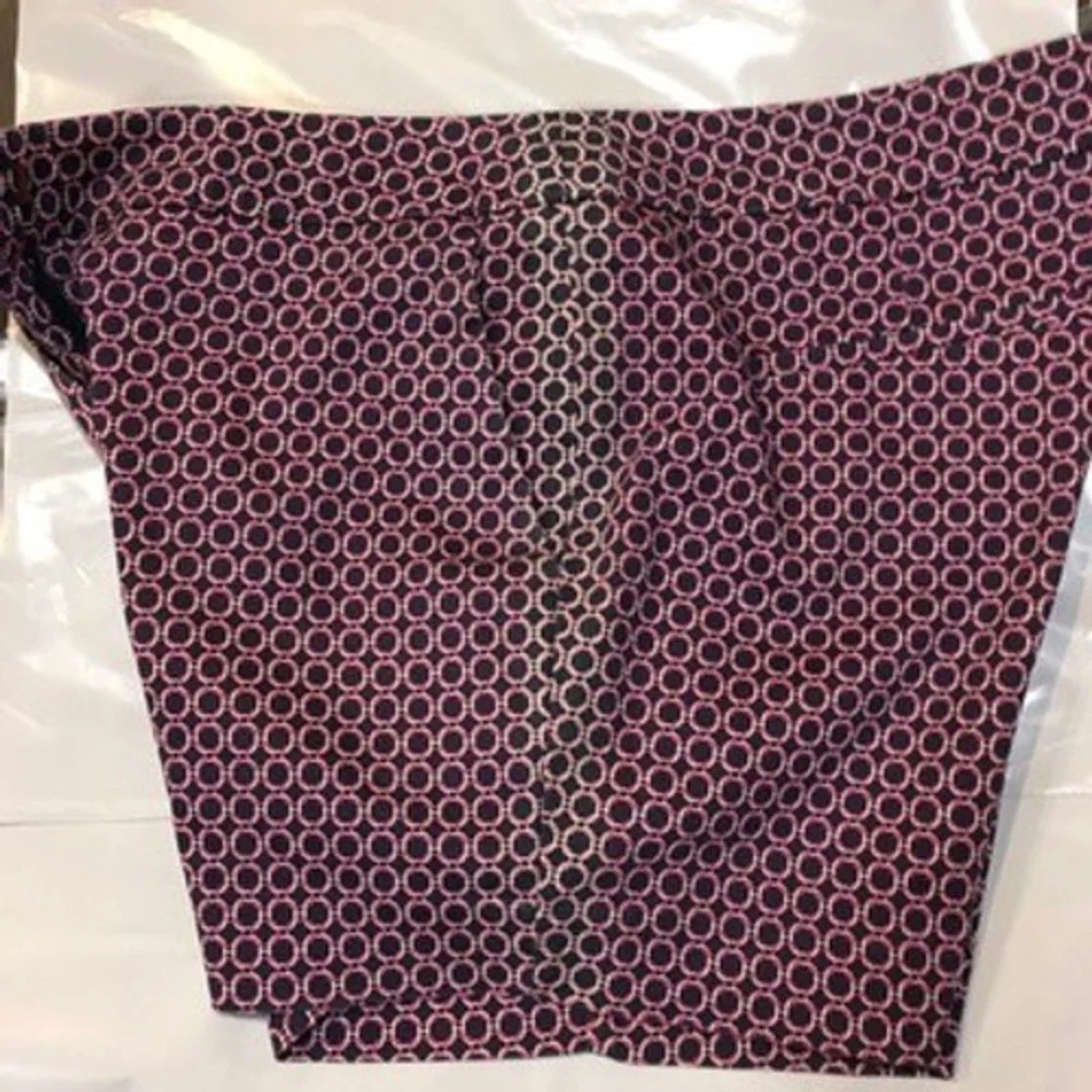 Willi Smith Chain Link Print Shorts Womens 6 Navy Pink Preppy Resort Old Money